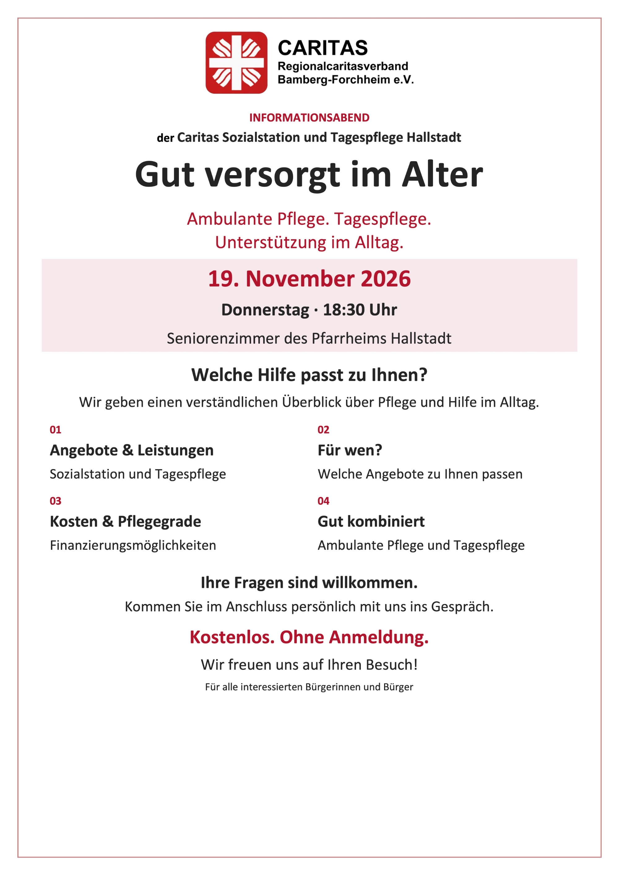 Vortrag Caritas Gut versorgt im Alter
